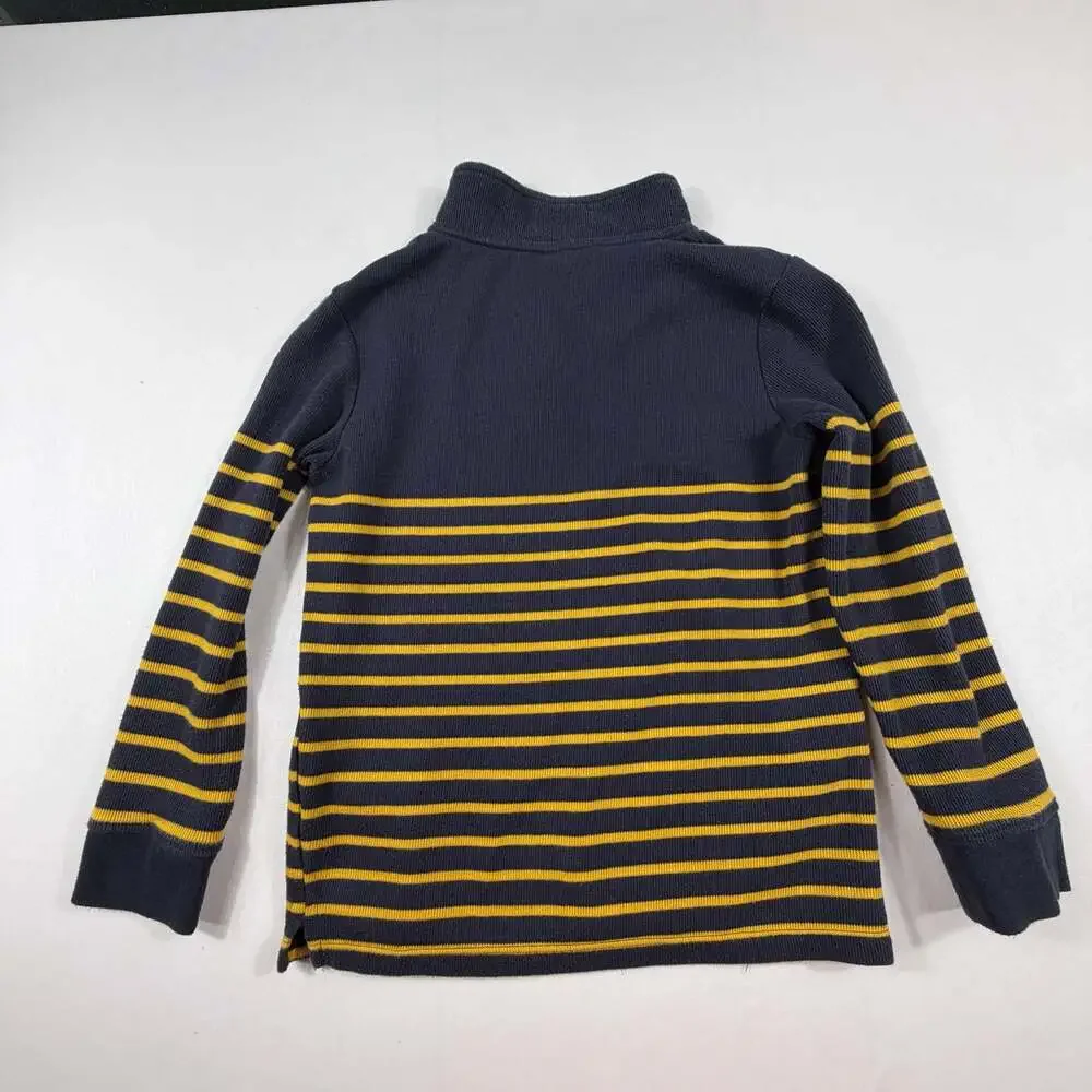 Old Navy Boys Navy Blue and Yellow Striped Mock Neck Long Sleeve Sweater Size L